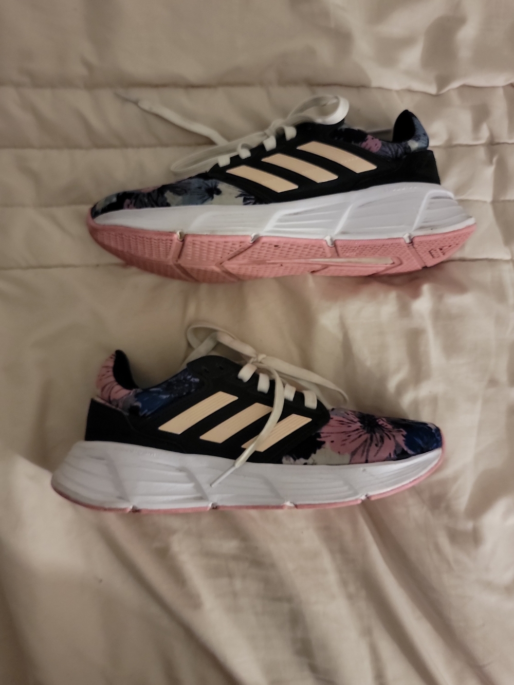 adidas Women's Floral Trainers in Pink, Black & Cream